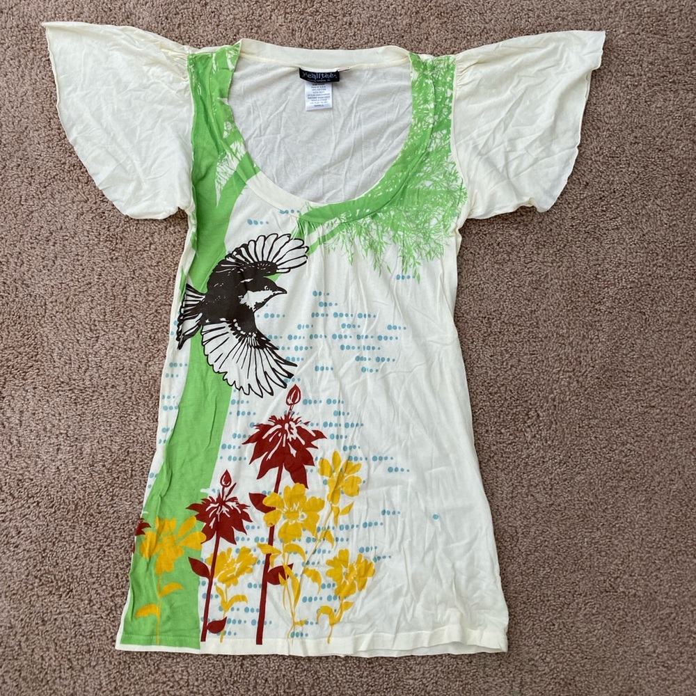 Realitee Flutter Sleeve Short Sleeve Shirt